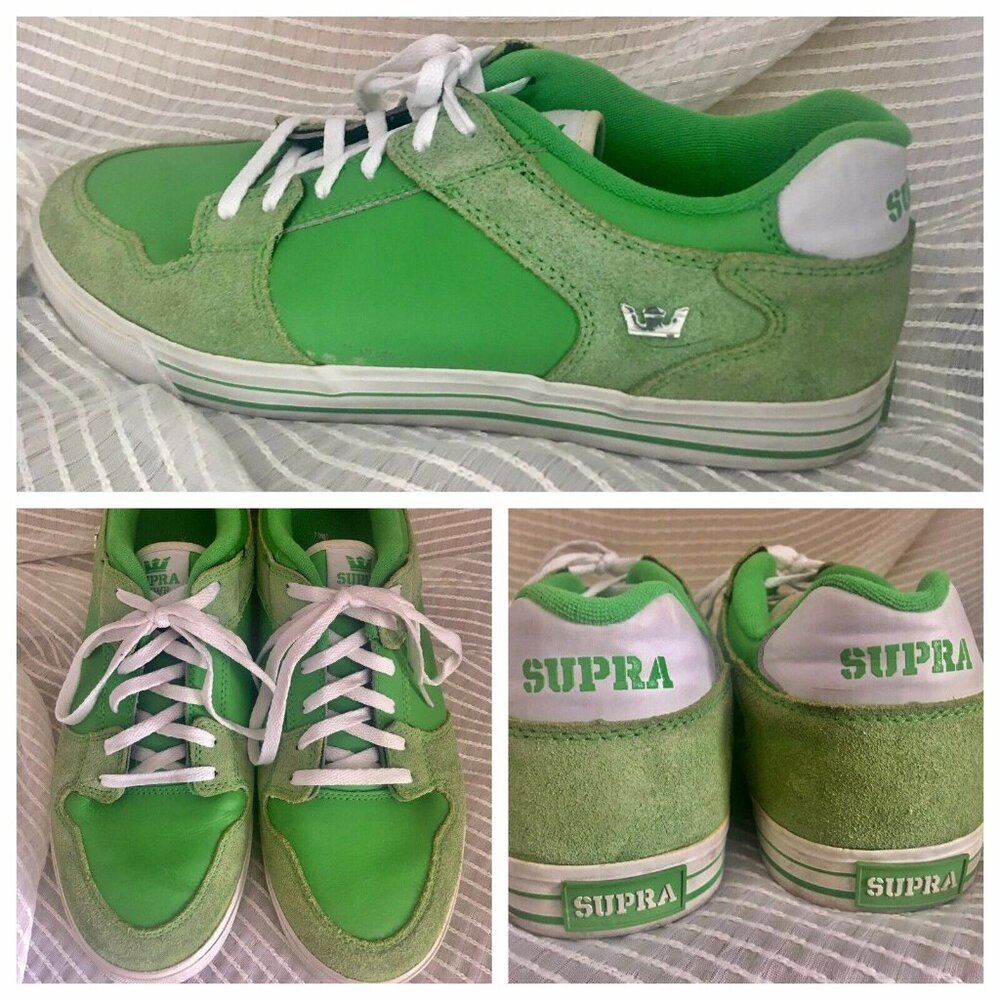 SUPRA FTWR CO  Low  Sneakers Shoes Neon Lime Green Leather men Sz US 12 EUR 46
